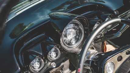 Fototapeta na wymiar Vintage Car Speedometer And Odometer