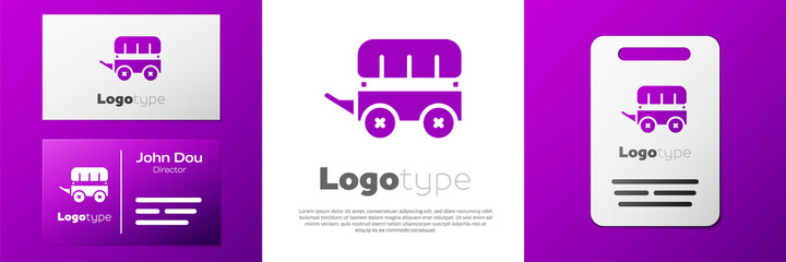 Logotype Wild west covered wagon icon isolated on white background. Logo design template element. Vector.
