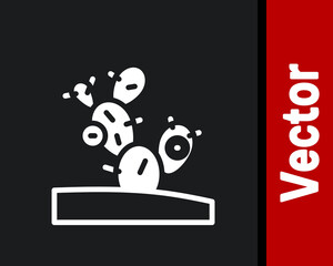 White Cactus icon isolated on black background. Vector.