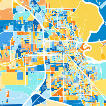 Art map of Beaumont, UnitedStates in Blue Orange