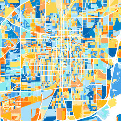 Art map of Springfield, UnitedStates in Blue Orange