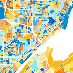 Fototapeta na wymiar Art map of Peoria, UnitedStates in Blue Orange