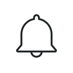 Bell icon vector. Notification and alarm symbol. Flat shape application interface sign button. Decoration logo. Black silhouette isolated on white background.