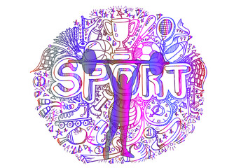 Weightlifting logo design. Set of sports background. Vector illustration.