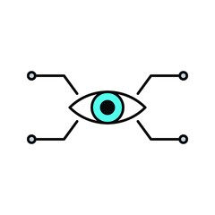 Bionic eye icon. Thin linear bionic eye outline icon isolated on white background from artificial intellegence and future technology collection color editable