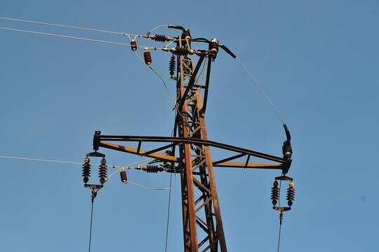detail of a power line pylon in the mountains, Frenstat pod Radhostem, Northern Moravia, Czech Republic