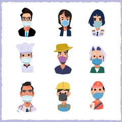 set of people with mask - vector