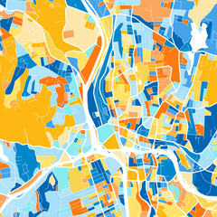 Art map of Waterbury, UnitedStates in Blue Orange