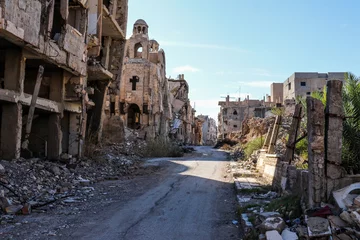 Fototapeten Dier Ez Zior city in Syria destroyed by ISIS in 2020 and daily life after  © trentinness
