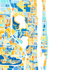 Art map of WestPalmBeach, UnitedStates in Blue Orange
