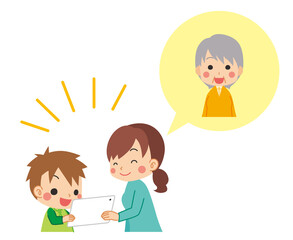 可愛い新一年生の女の子と入学を祝う家族 三世代ファミリー 桜フレーム Wall Mural ぽこたぽこ