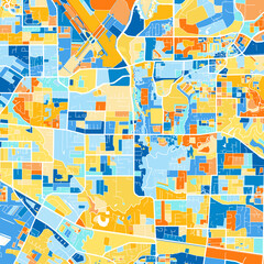 Art map of Hillsboro, UnitedStates in Blue Orange