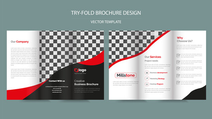 Tri-Fold Brochure Design Template for your Company, Corporate, Business, Advertising, Marketing, Agency, and Internet business.
