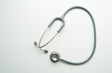 Stethoscope isolated on white, top view. Medical tool