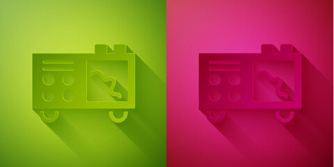 Paper cut Spectrometer icon isolated on green and pink background. Paper art style. Vector.