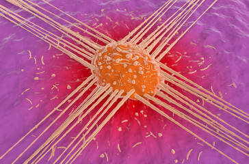 Mouth cancer cell closeup 3d illustration
