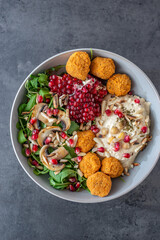 healthy home made avocado hummus salad bowl