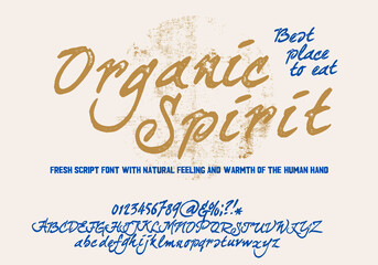 Retro vector 'Organic Spirit' brush script lettering font