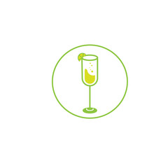 lemon juice icon, glass illustration, vector design outline