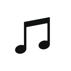 Note vector icon. Sheet music symbol. Song melody sign. Application and web interface button. Silhouette image.