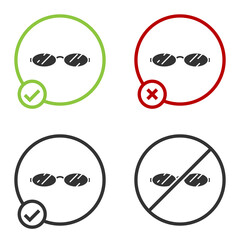 Black Eyeglasses icon isolated on white background. Circle button. Vector.