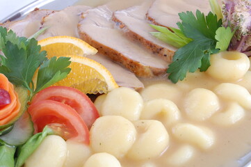 Party food, a sumptuous dinner.