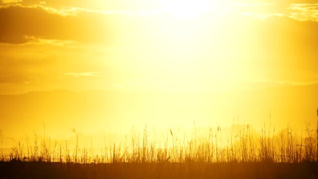 Time lapse of sunset over sea. Nature, coastal landscape. Capi Corb, Mediterranean coast of Spain.