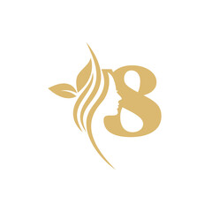 Obraz premium 8 ector abstract logo, branding design templates in trendy linear minimal style, emblem for beauty studio and cosmetics - female portrait, beautiful woman's face - badge for make up artist, fashion