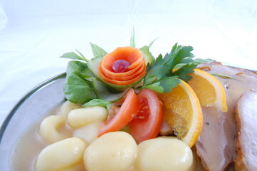 Party food, a sumptuous dinner.