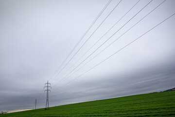 power lines on a field