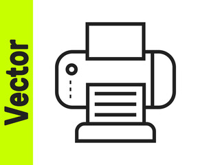 Black line Printer icon isolated on white background. Vector.