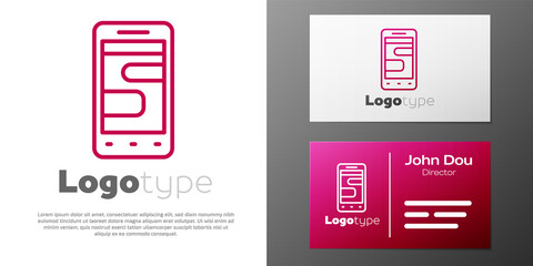 Logotype line New chat messages notification on phone icon isolated on white background. Smartphone chatting sms messages speech bubbles. Logo design template element. Vector.