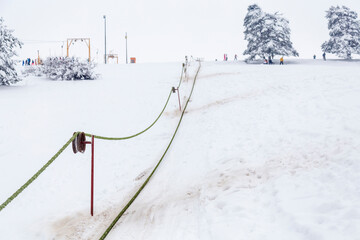 Drive wheels of a homemade ski rope tow