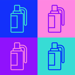 Pop art line Hand grenade icon isolated on color background. Bomb explosion. Vector.