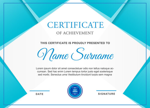 Certificate diploma of achievement border design templates with elements badges and modern line patterns. vector graphic print layout can use For award, appreciation, education, achievement