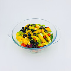 Vegetable salad in a glass container