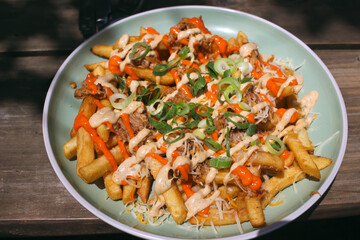 nacho fries with toppings