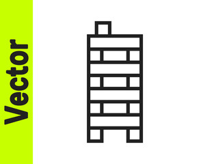 Black line Mahjong pieces icon isolated on white background. Chinese mahjong red dragon game emoji. Vector.