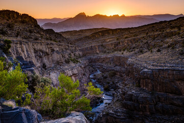 Sunset Scape of Wadi Ghul - the Grand Canyon in Oman