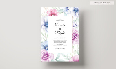 Elegant wedding invitation with watercolor flower