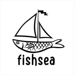 boat icon fish icon fishing logo boat maritim logo