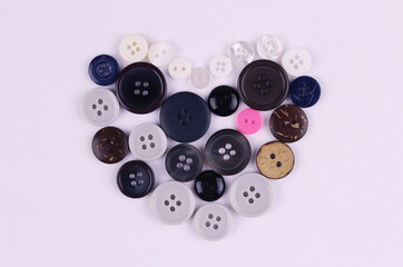 Heart shape made of different buttons for valentine's day