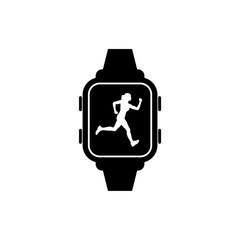 Fitness running tracking smartwatch icon isolated on white background