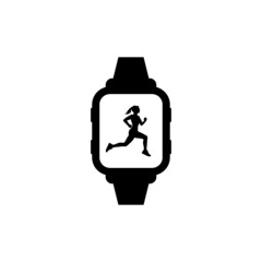 Fitness running tracking smartwatch icon isolated on white background