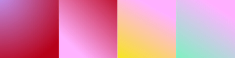 Set of vector gentle pastel simple trendy gradients. 2021 collection of modern colors. Palette for decoration and design. Isolated palettes. Stretching color. Yellow, pink, mint, terracotta, red.