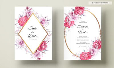 Elegant wedding invitation with watercolor flower