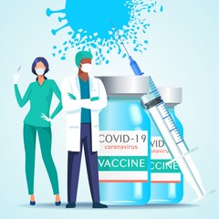 COVID-19 vaccination concept, vector flat illustration 