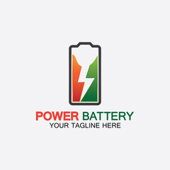 Power Battery Logo icon vector illustration Design Template.Battery Charging vector icon.Battery power and flash lightning bolt logo