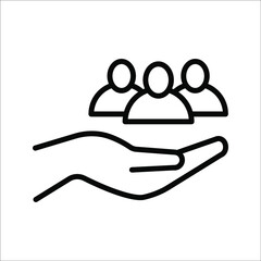 Business people icon, An inclusive workplace. Employee’s Protection Filled Outline icon vector illustration on white background