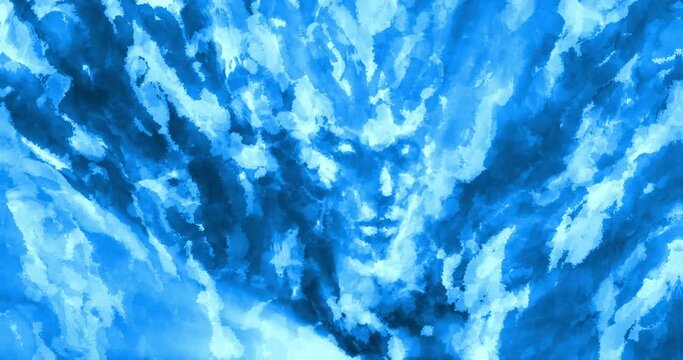 Flaming female character in blue light rays. Fire goddess face 2D animation in fantasy genre. Burning storm in another world. Beauty young woman from fairy tale. Animated short film. 4K drawn movie. 
